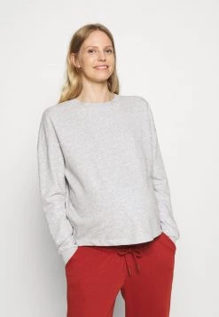 ONLY MATERNITY Donna OLMBLESS LIFE O NECK CROPPED - Felpa - Light Grey Melange