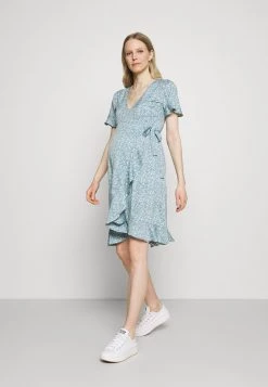 ONLY MATERNITY Donna OLMOLIVIA WRAP DRESS - Vestito Di Maglina - Dusk Blue