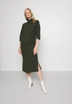 ONLY MATERNITY Donna OLMNELLA 3/4 ROLLNECK DRESS - Abito In Maglia - Dark Green