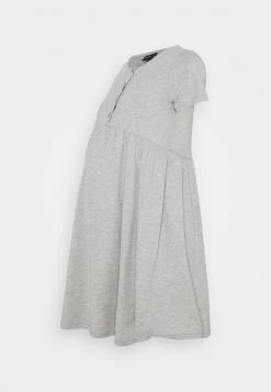 ONLY MATERNITY Donna OLMLILLI BADYDOLL DRESS - Vestito Di Maglina - Light Grey Melange