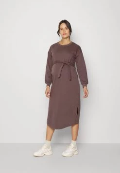 ONLY MATERNITY Donna OLMADELE LIFE LONG BELT DRESS - Vestito Di Maglina - Brown