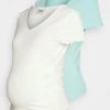 ONLY MATERNITY Donna OLMKIKA V NECK 2 PACK - T-shirt Basic - Pastel Turquoise -Negozio al dettaglio ONLY MATERNITY 92f63cec66644378867e34aab40f6e36