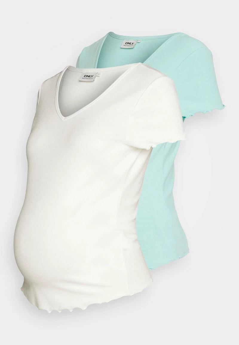 ONLY MATERNITY Donna OLMKIKA V NECK 2 PACK - T-shirt Basic - Pastel Turquoise 3 ONLY MATERNITY Donna OLMKIKA V NECK 2 PACK - T-shirt Basic - Pastel Turquoise