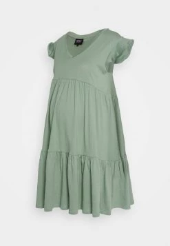 ONLY MATERNITY Donna OLMMAY LIFE CAP SLEEVES FRILL DRESS - Vestito Di Maglina - Chinois Green