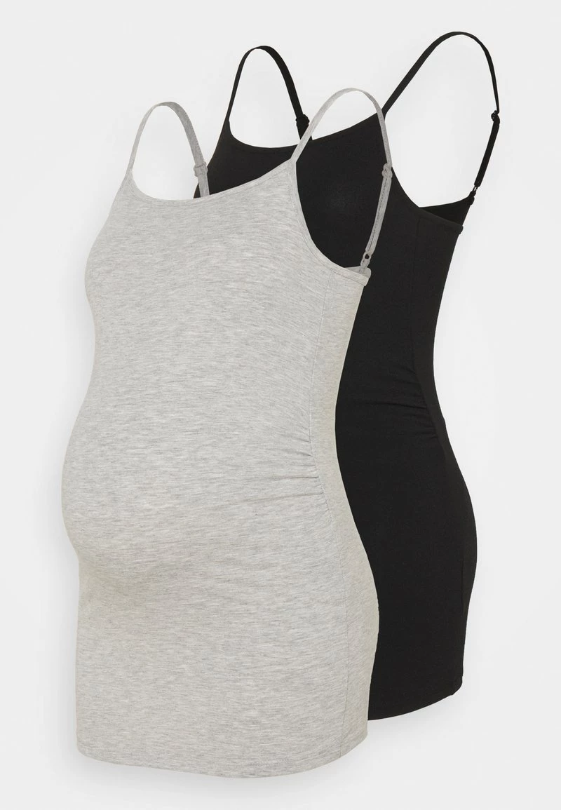 ONLY MATERNITY Donna OLMLOVELY LIFE SINGLET MATERNITY 2 PACK - Top - Black/light Grey Melange 3 ONLY MATERNITY Donna OLMLOVELY LIFE SINGLET MATERNITY 2 PACK - Top - Black/light Grey Melange