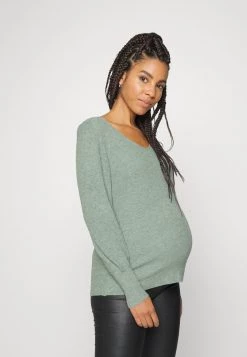 ONLY MATERNITY Donna OLMATIA VNECK CUFF - Maglione - Chinois Green