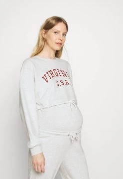 ONLY MATERNITY Donna OLMESSA LIFE O NECK - Felpa - Mottled Light Grey