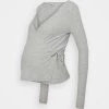 ONLY MATERNITY Donna OLMNELLA WRAP - Maglietta A Manica Lunga - Light Grey Melange